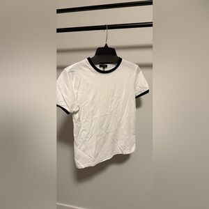 Massimo Dutti White ringer tee with black trim